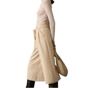 Maeve by Anthropologie Sand Wide-Leg Cropped Culottes NWT Size 14 Belted